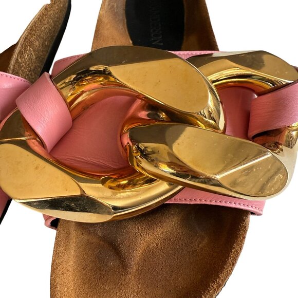 JW Anderson Leather Fuchsia Chain Slide Sandals Shoes Women Size 36 Pink Gold - Picture 3 of 9